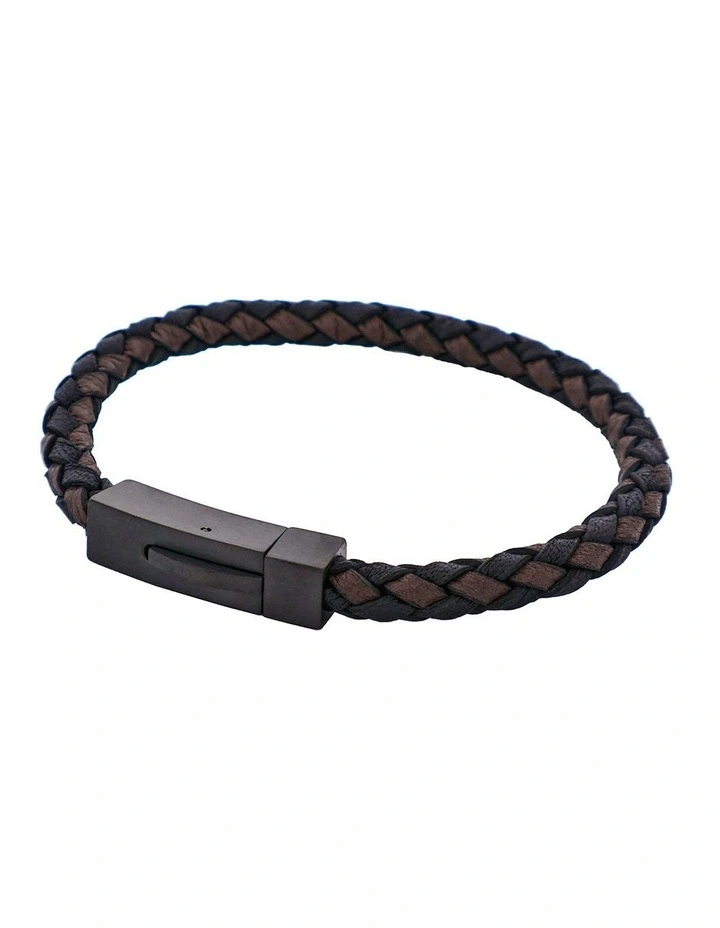 Nero & T.moro Italian Leather Stainless Steel Bracelet in Black image 3