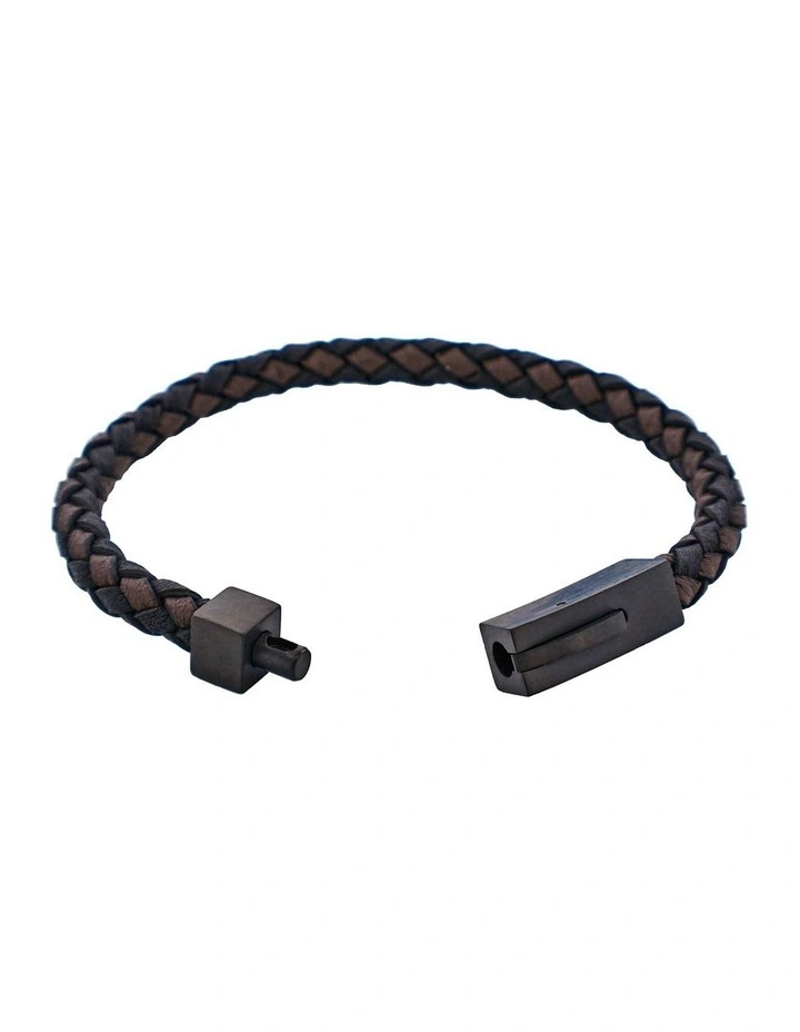 Nero & T.moro Italian Leather Stainless Steel Bracelet in Black image 4