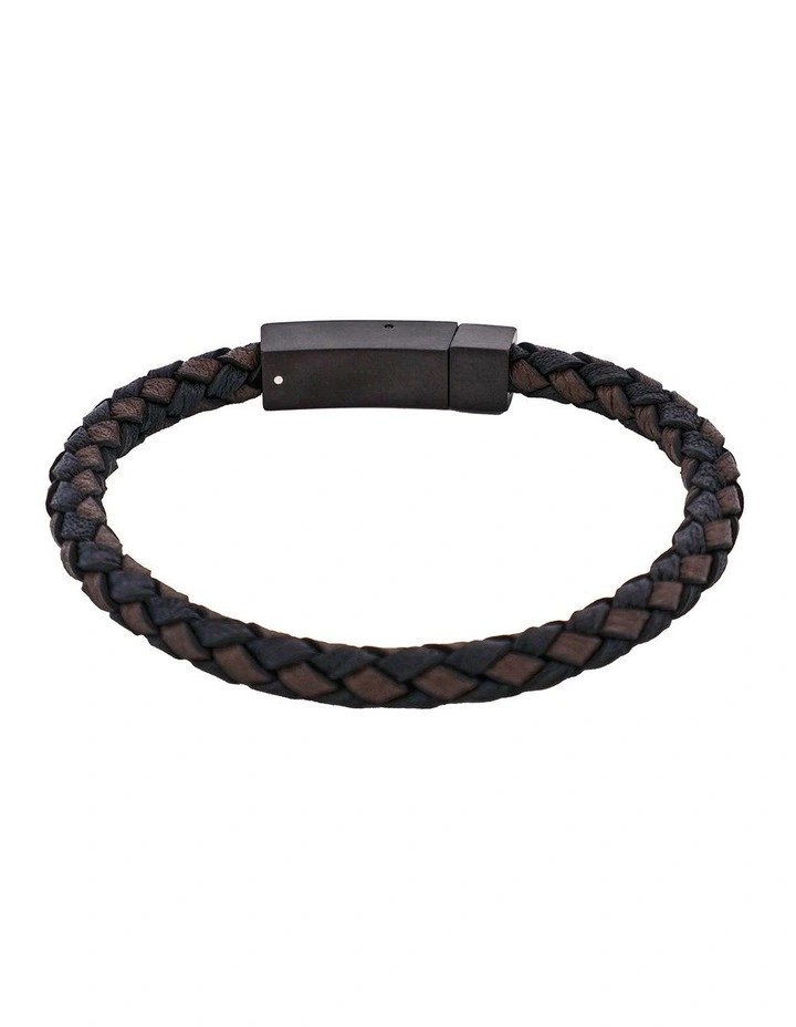 Nero & T.moro Italian Leather Stainless Steel Bracelet in Black image 5