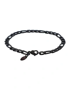 Ion Plated Brushed Stainless Steel Figaro Chain Bracelet in Black