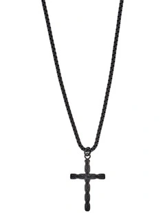 Ion Plated Stainless Steel Cross & Chain in Black