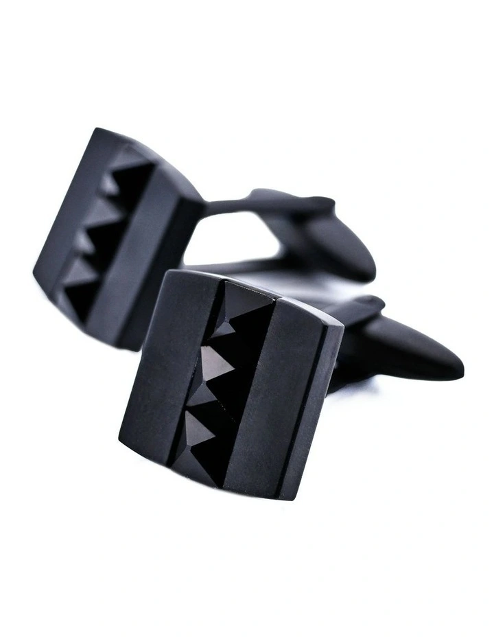 Stainless Steel Ion Plated Cufflinks in Black image 2
