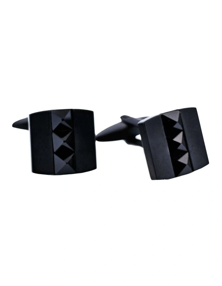 Stainless Steel Ion Plated Cufflinks in Black image 3