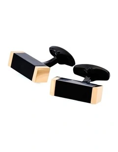 Ion Plated Gold Steel Cufflinks in Black