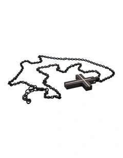 Rose Gold Lines & Ion Plated Chain 55cm in Black