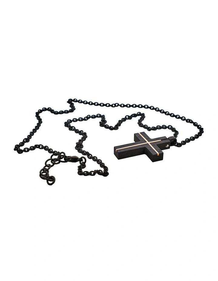 Rose Gold Lines & Ion Plated Chain 55cm in Black image 1