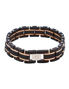 Stainless Steel & Ion Plated Link Bracelet in Black