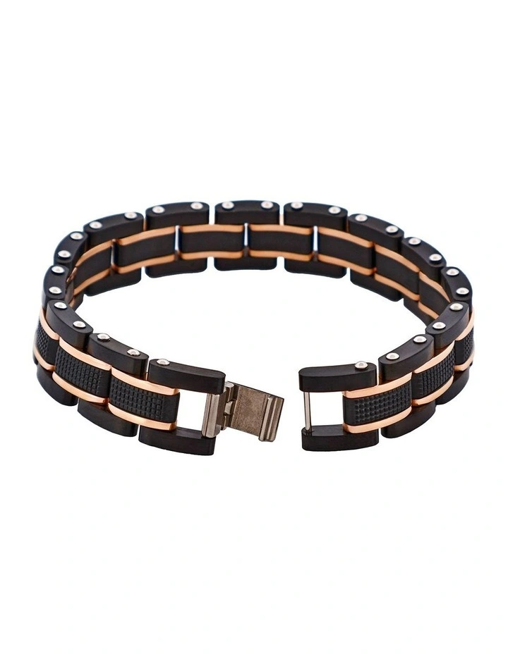 Stainless Steel & Ion Plated Link Bracelet in Black image 4