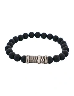 Brushed Agate Stone Bracelet 8mm in Black