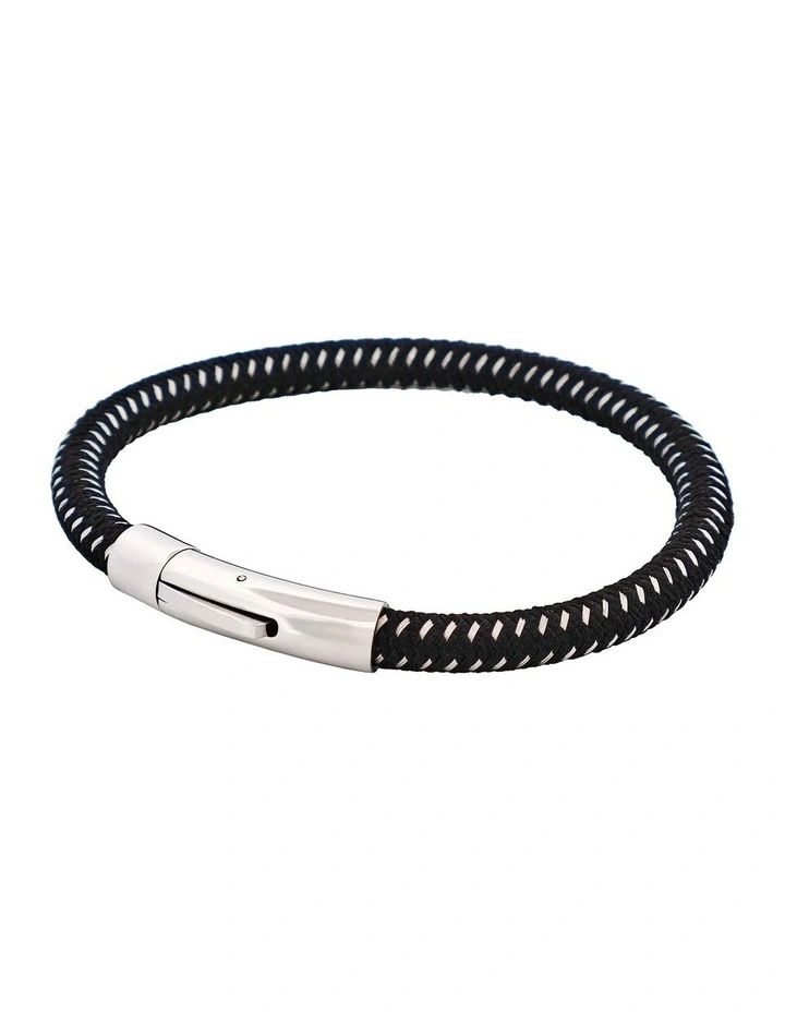Savage Stainless Steel Wire Leather Bracelet in Black image 3