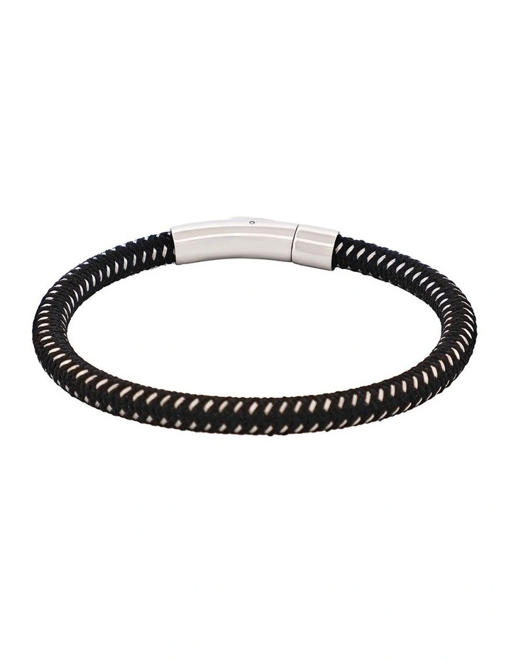 Savage Stainless Steel Wire Leather Bracelet in Black image 5