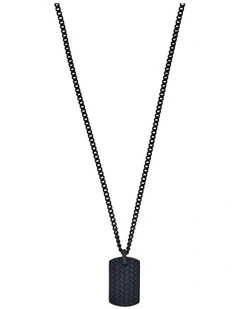 Ion Plated Stainless Steel Tyre Pattern Dog Tag Pendant and Chain in Black