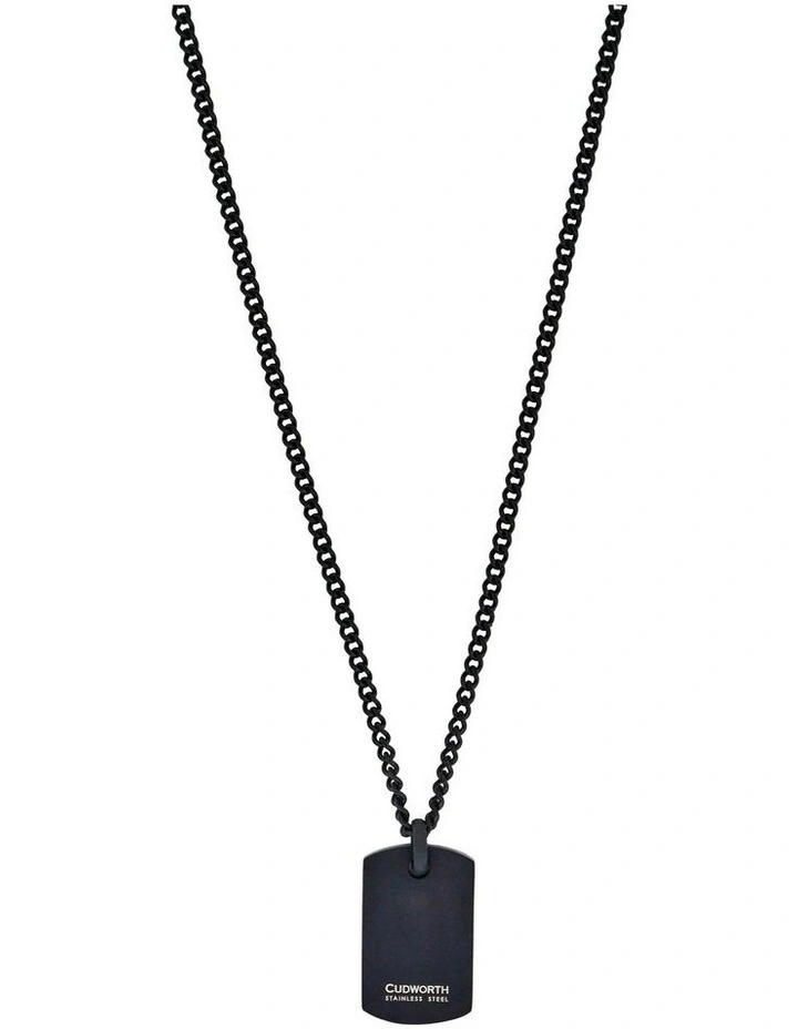 Ion Plated Stainless Steel Tyre Pattern Dog Tag Pendant and Chain in Black image 5