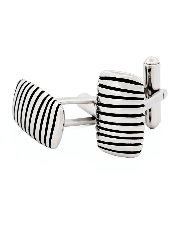 Stainless Steel Cufflinks in Black image 2
