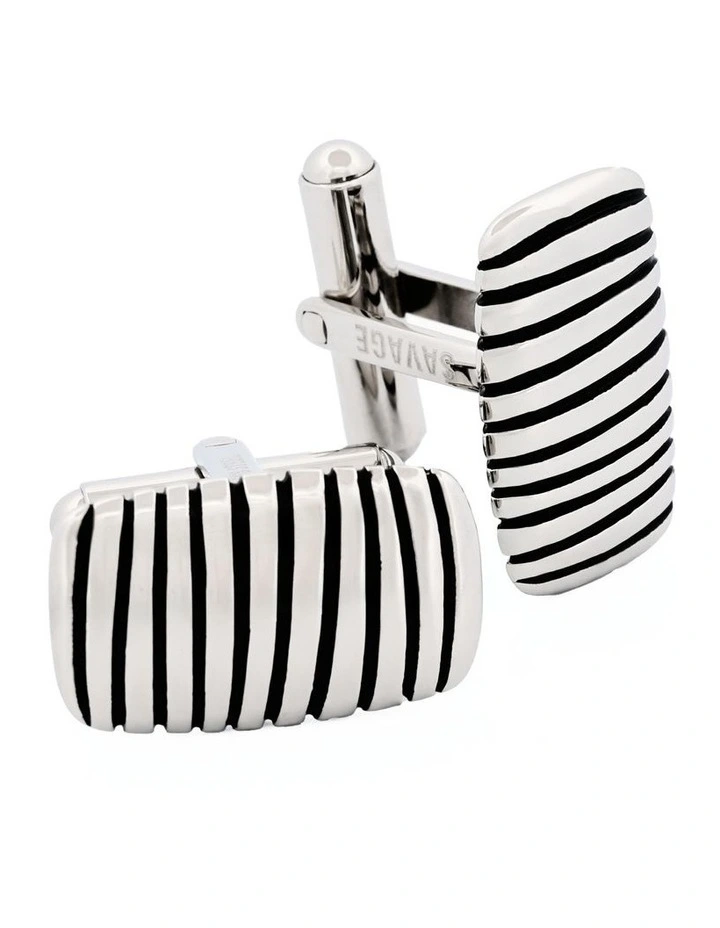 Stainless Steel Cufflinks in Black image 3