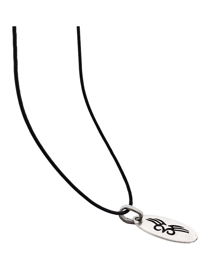 Alloy Oval Enamel Pendant on Leather Chain in Black image 2