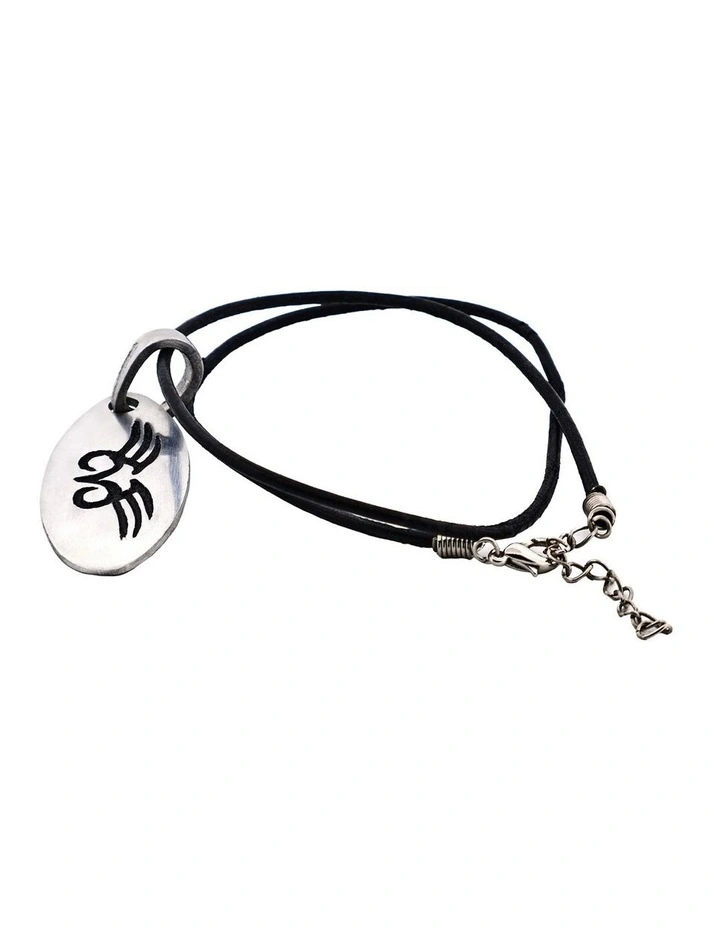 Alloy Oval Enamel Pendant on Leather Chain in Black image 3