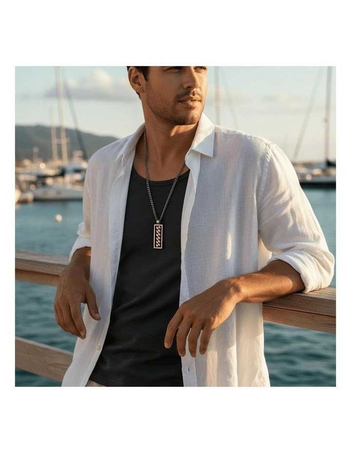 Stainless Steel Enamel Pendant in Black image 2