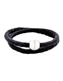 Double Leather Bracelet in Black