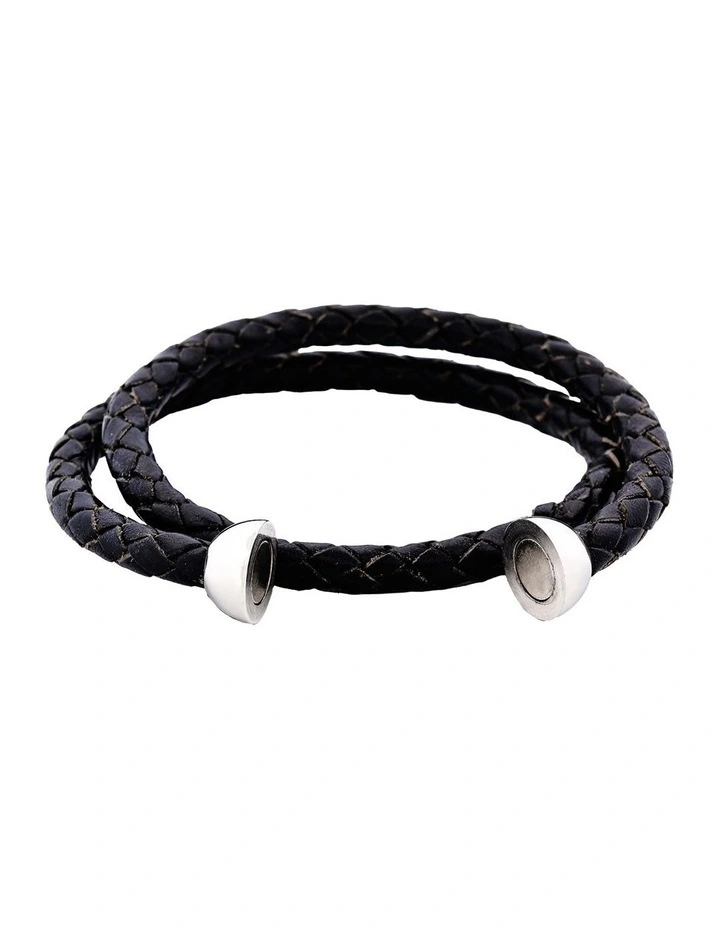 Double Leather Bracelet in Black image 4