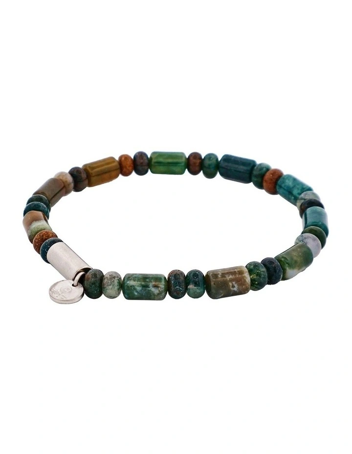 Shiny Indian Onyx & Stainless Steel Beaded Bracelet n Black image 3