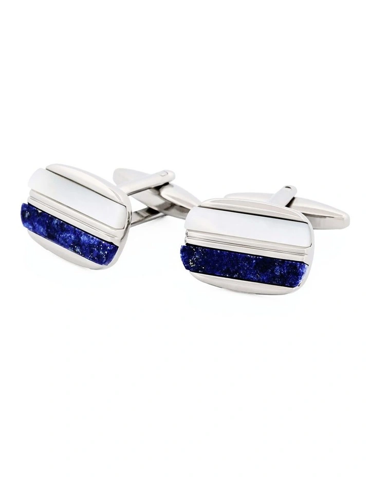 Lapis Lazuli Cufflinks in Mother Of Pearl image 2