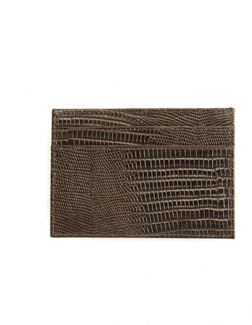 Lizard Leather Credit Card Case in Brown