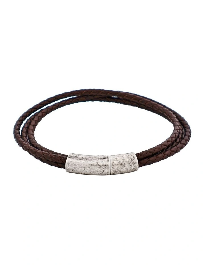 Leather Triple Strand Bracelet in Brown image 1