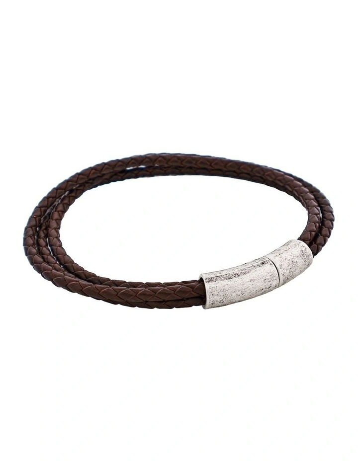 Leather Triple Strand Bracelet in Brown image 2