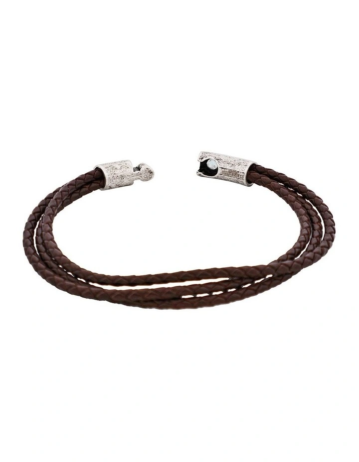 Leather Triple Strand Bracelet in Brown image 4