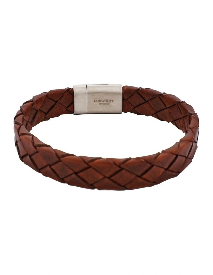 Tobacco Italian Leather Stainless Steel Bracelet in Brown image 6
