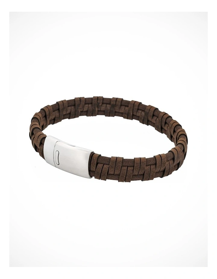 Braided Italian Leather Bracelet in Brown image 3