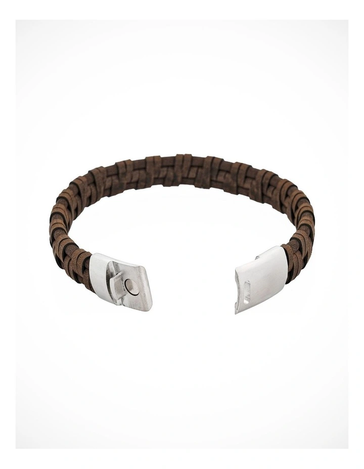 Braided Italian Leather Bracelet in Brown image 4