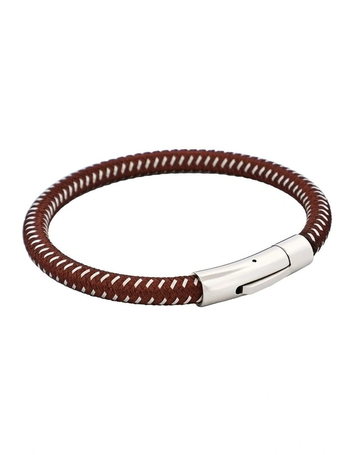 Savage Leather & Stainless Steel Wire Bracelet in Brown image 5