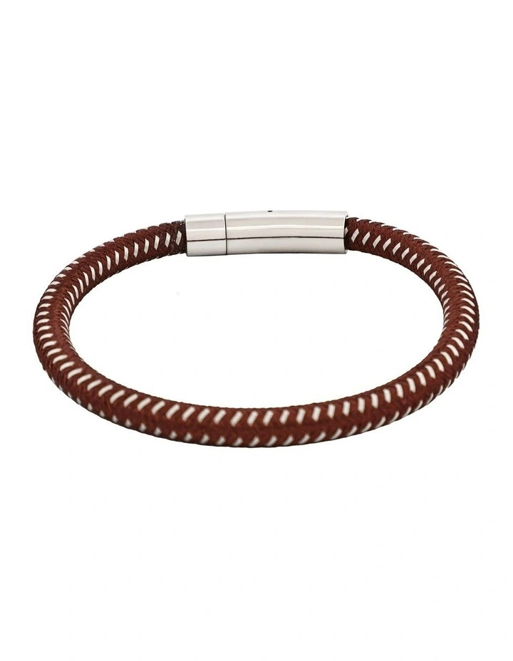 Savage Leather & Stainless Steel Wire Bracelet in Brown image 6