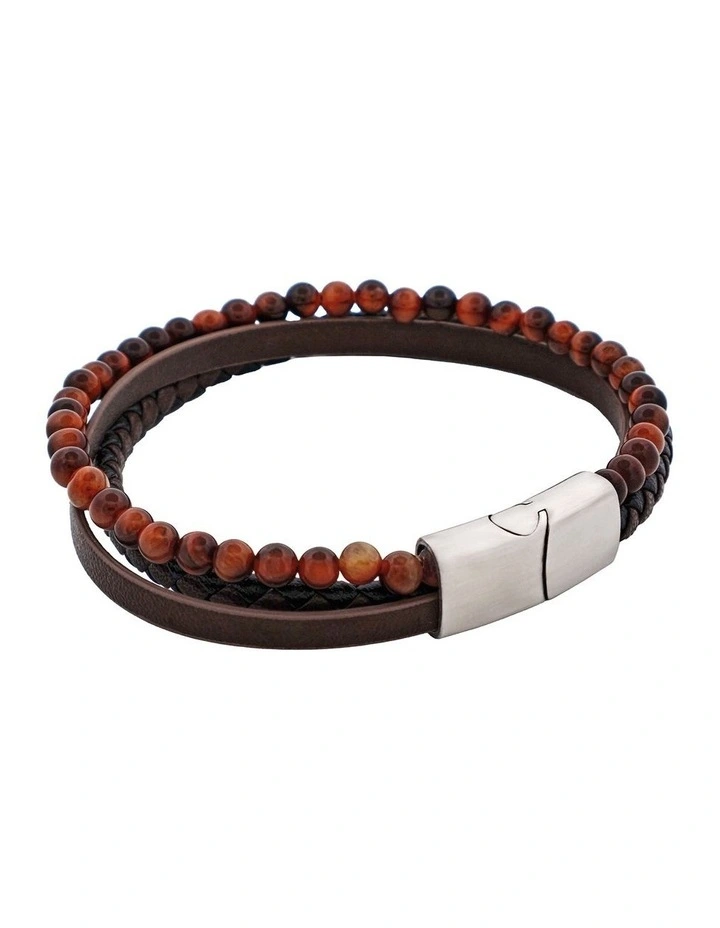Multi Strand Leather Bracelet in Brown image 2