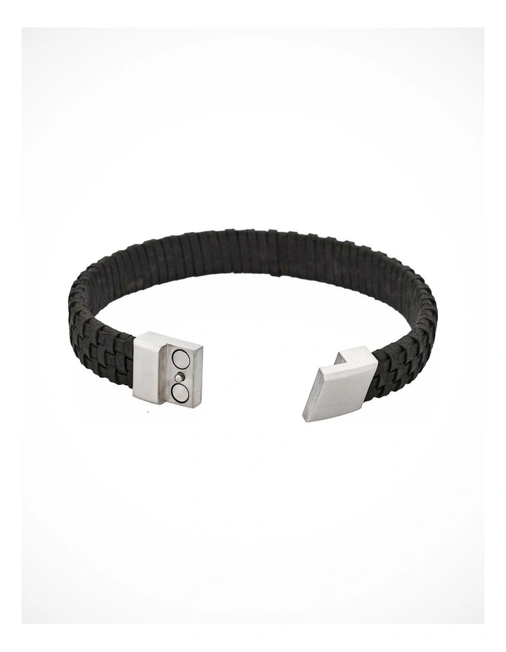 Braided Italian Leather Bracelet in Brown image 1