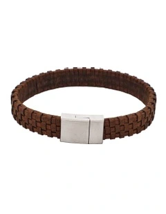 Braided Italian Leather Bracelet in Brown