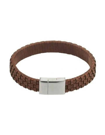 Braided Italian Leather Bracelet in Brown