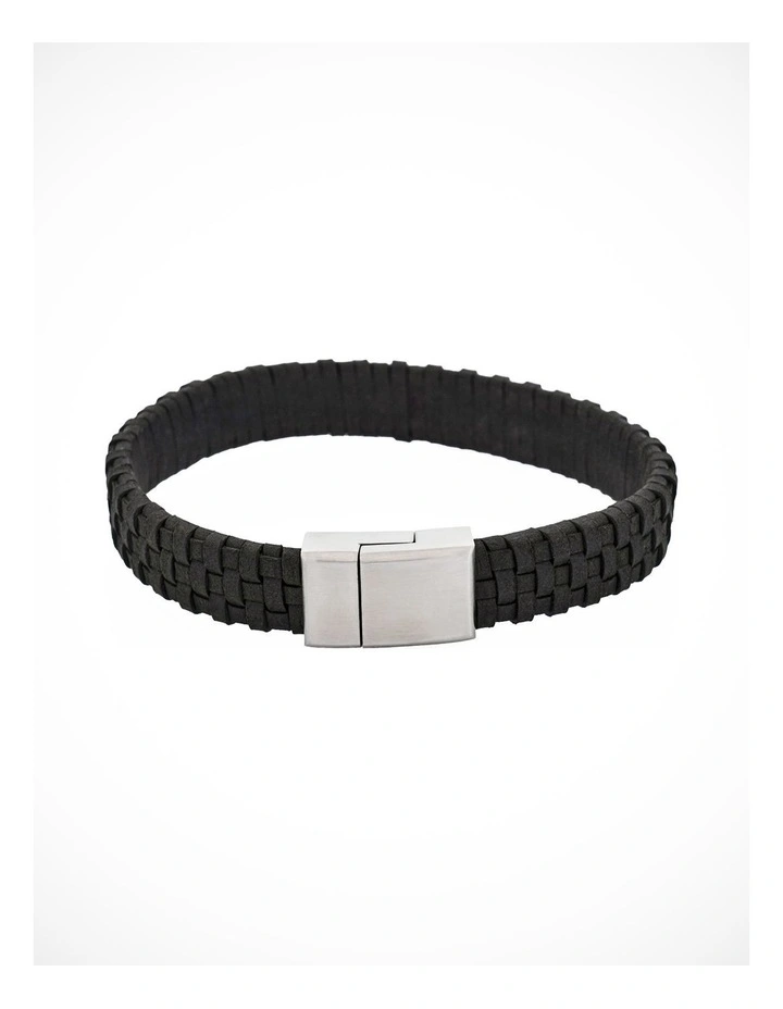Braided Italian Leather Bracelet in Brown image 2