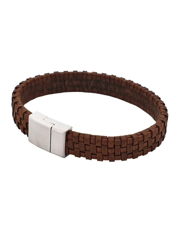 Braided Italian Leather Bracelet in Brown image 3