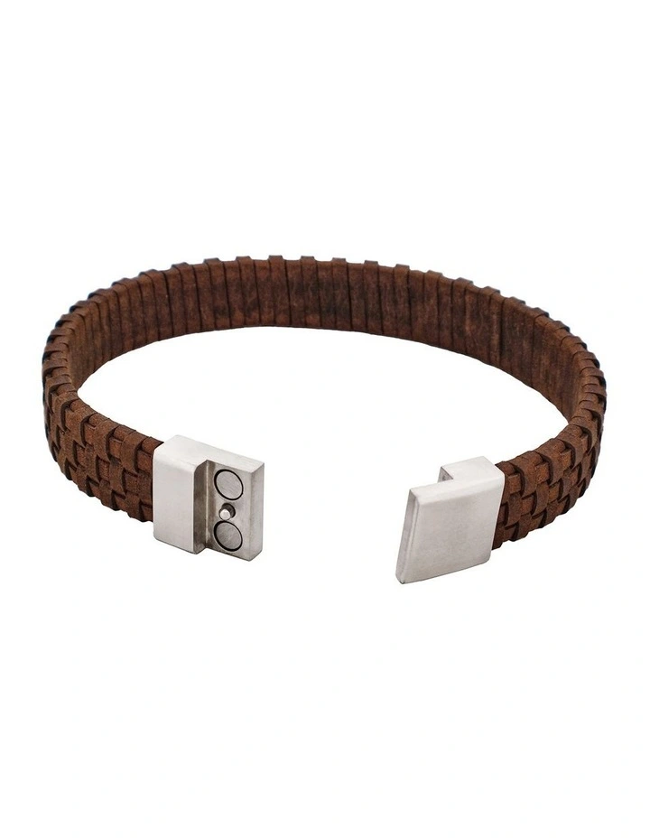 Braided Italian Leather Bracelet in Brown image 4
