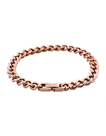 Ion Plated Stainless Steel Curb-Link Chain Bracelet in Rose Gold