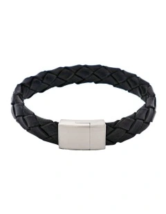 Ip14k Gold Stainless Steel & Calf Leather Bracelet in Black