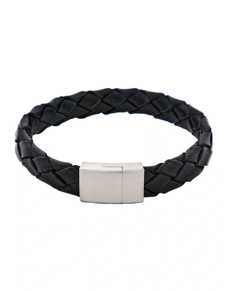 Ip14k Gold Stainless Steel & Calf Leather Bracelet in Black image 1