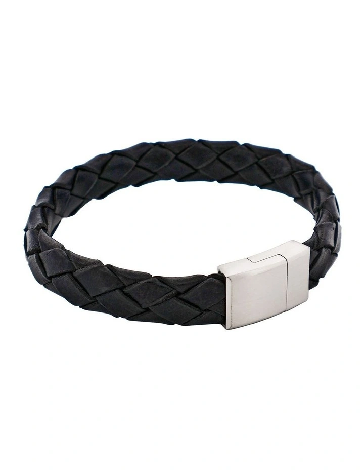 Ip14k Gold Stainless Steel & Calf Leather Bracelet in Black image 2