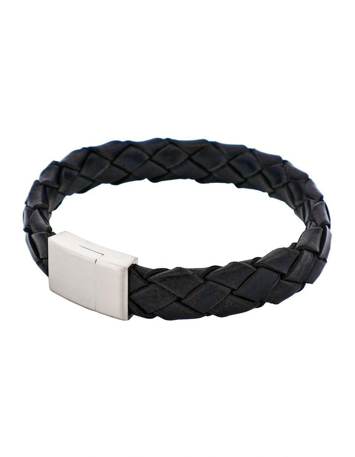 Ip14k Gold Stainless Steel & Calf Leather Bracelet in Black image 3