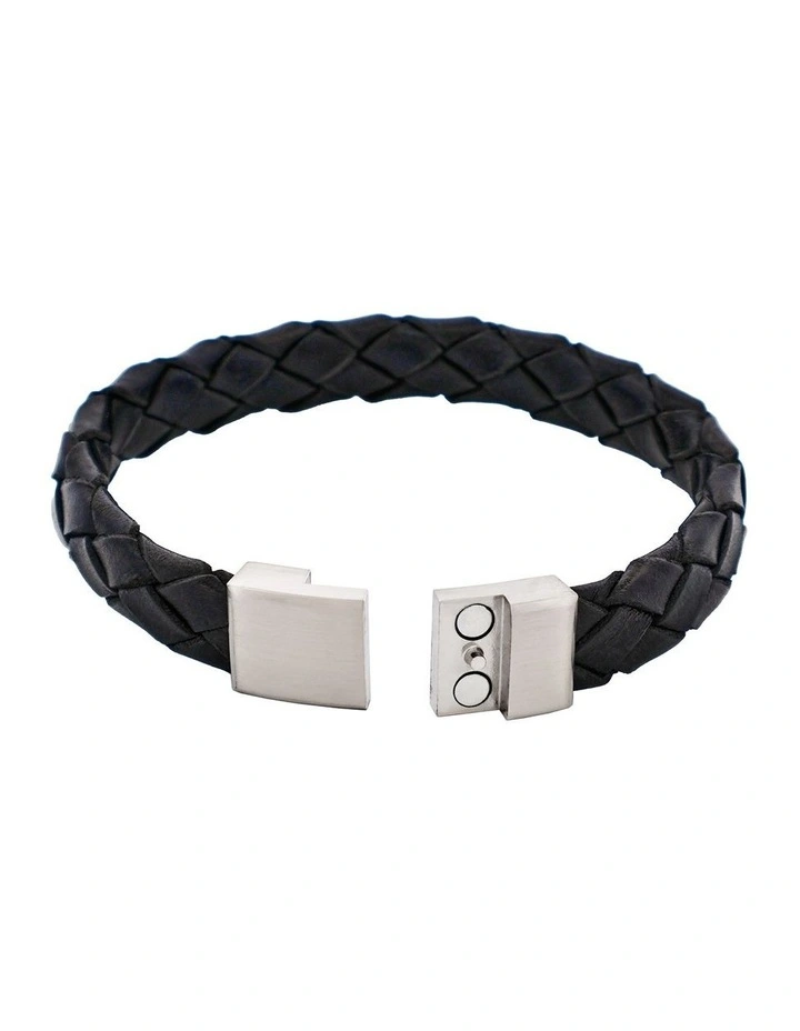 Ip14k Gold Stainless Steel & Calf Leather Bracelet in Black image 4