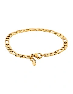Ion Plated Figaro Stainless Steel Chain Bracelet in 14k Gold