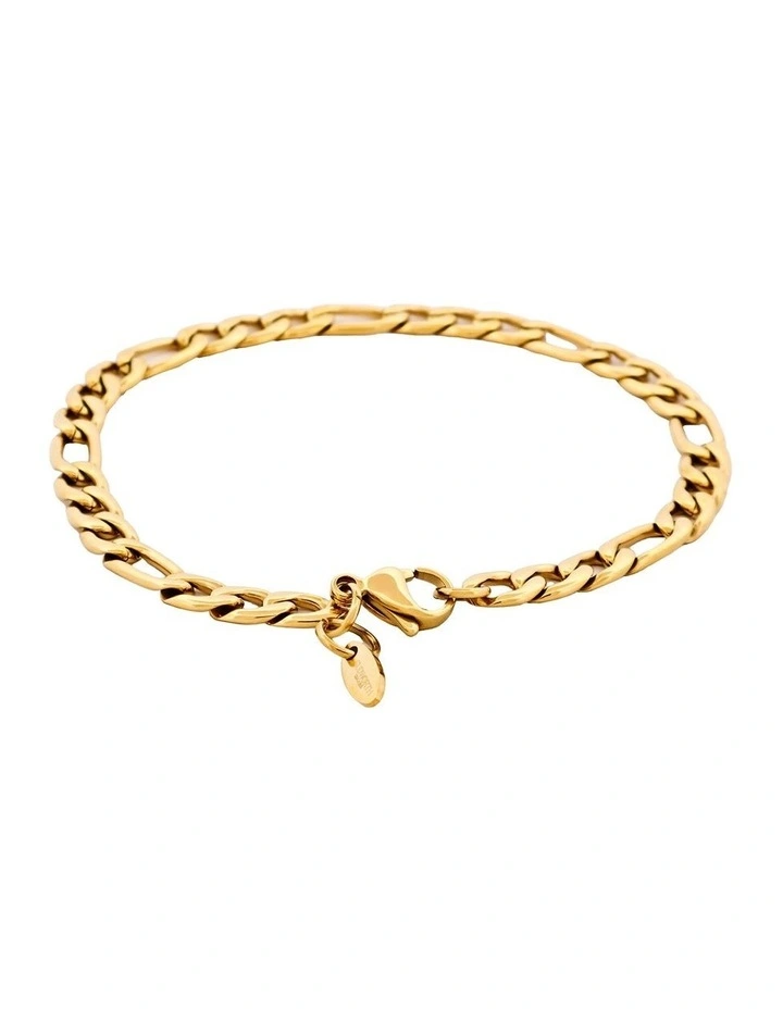 Ion Plated Figaro Stainless Steel Chain Bracelet in 14k Gold image 1